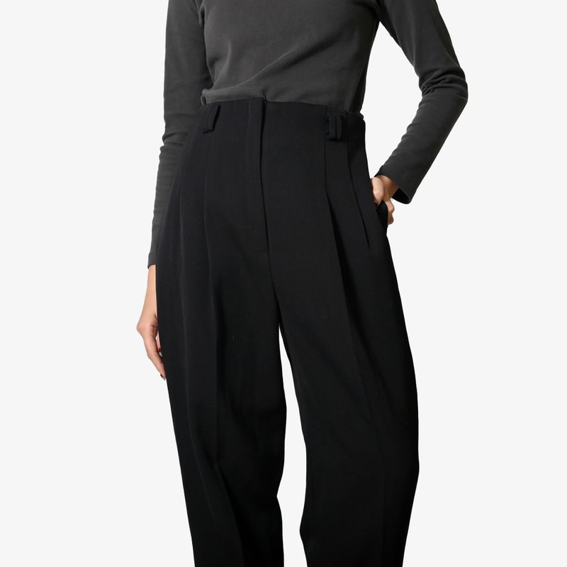 【蛋植物古着】夜影天穹绒面高腰古着老爷裤 - 女装长裤 - 其他人造纤维 黑色