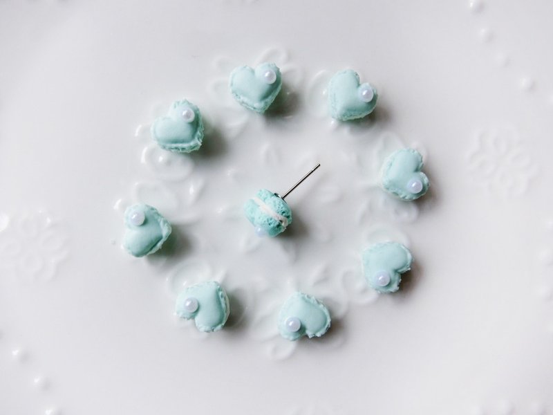 ❖FANG❖【小甜心】蓝绿色珍珠马卡龙耳环：F160156 - 耳环/耳夹 - 粘土 绿色