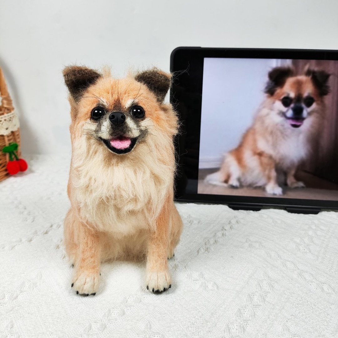 定制 逼真犬 毛孩 宠物 柴犬 羊毛毡 娃娃 似颜绘 纪念 狗狗 q1 - 玩具 - 羊毛 多色