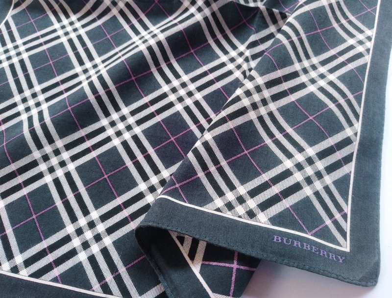 Burberry 复古手帕 方巾 蓝色格纹 口袋巾 19.5 x 19.5 英寸 - 手帕/方巾 - 棉．麻 蓝色