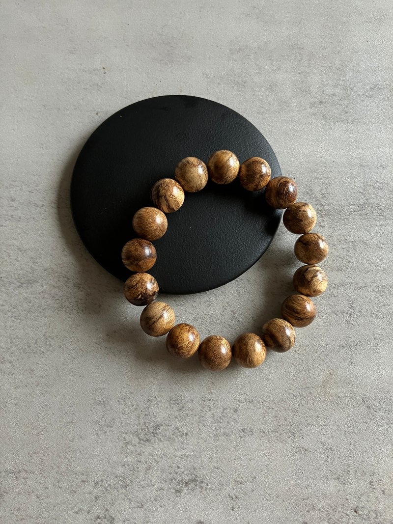 【圆珠重油款】老料虎斑达拉干沉香单圈手串10-18mm_送养珠粉/玻 - 手链/手环 - 其他材质 