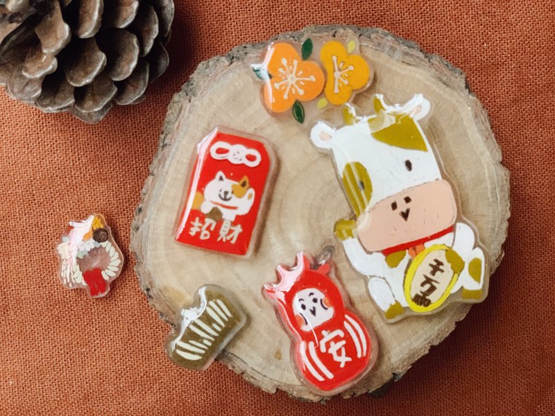 牛年到 -来做新年开运小物 /色铅笔插画+热缩片实验室-简v的画盒 - 插画/绘画/写字 - 纸 