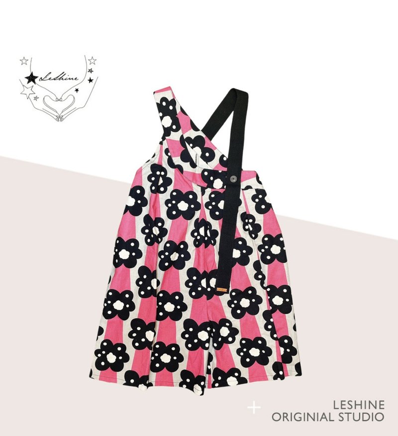 轻熟女织女吊带宽裤-乐情洋溢 薄棉原创设计吊带七分裤  亲子订制 - 亲子装 - 棉．麻 