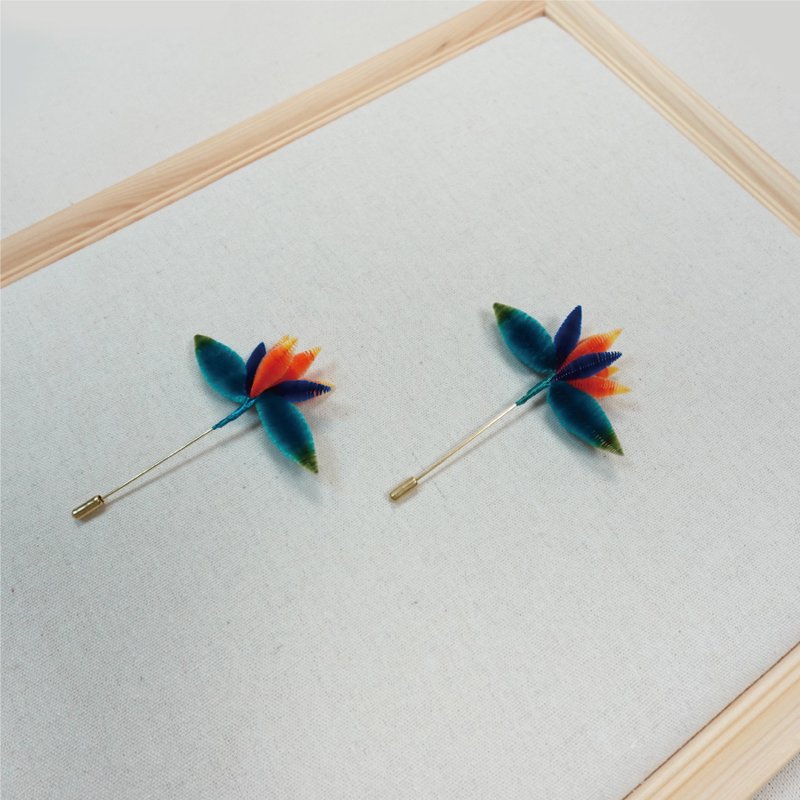 天堂鸟胸针 永续绒花工艺 - 胸针 - 其他人造纤维 多色