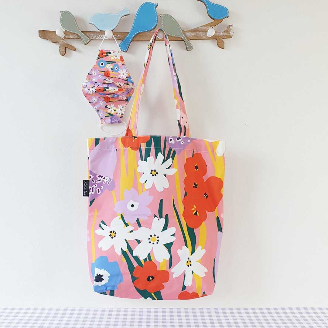 1 Set of canvas tote bag + Mask - 手提包/手提袋 - 聚酯纤维 