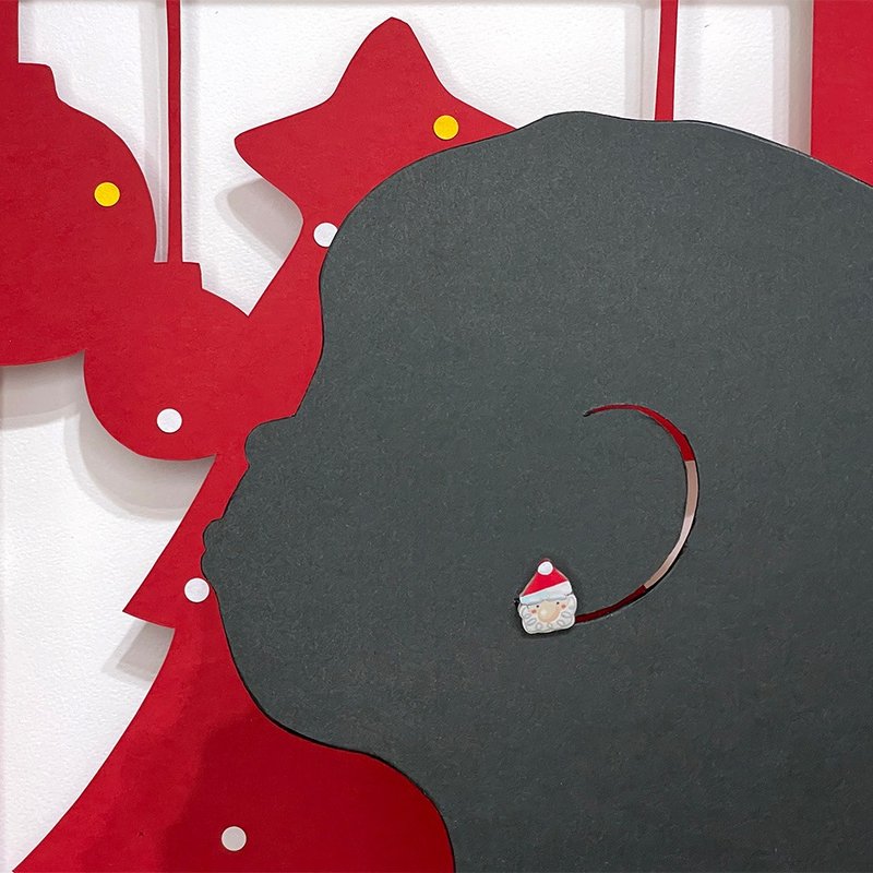 圣诞饰品 圣诞老公公 手绘 手作 耳环 - 耳环/耳夹 - 塑料 红色