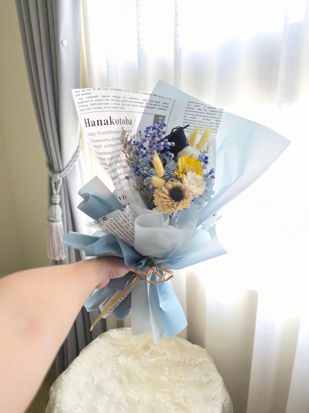 毕业花束/生日花束/谢师/干燥花/永生花/蓝黄色 - 干燥花/捧花 - 植物．花 多色