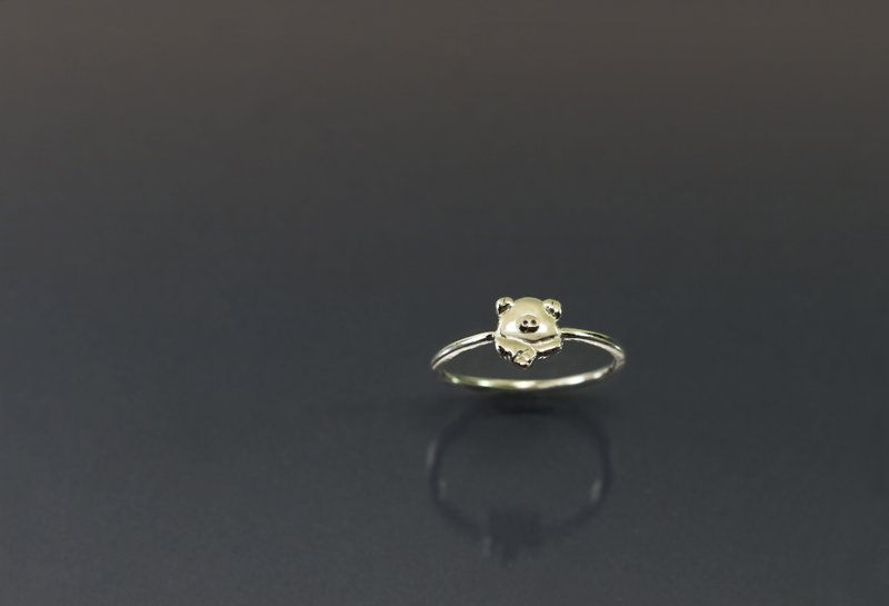 麻吉系列-猪猪与蛋糕925银戒 - 戒指 - 纯银 蓝色