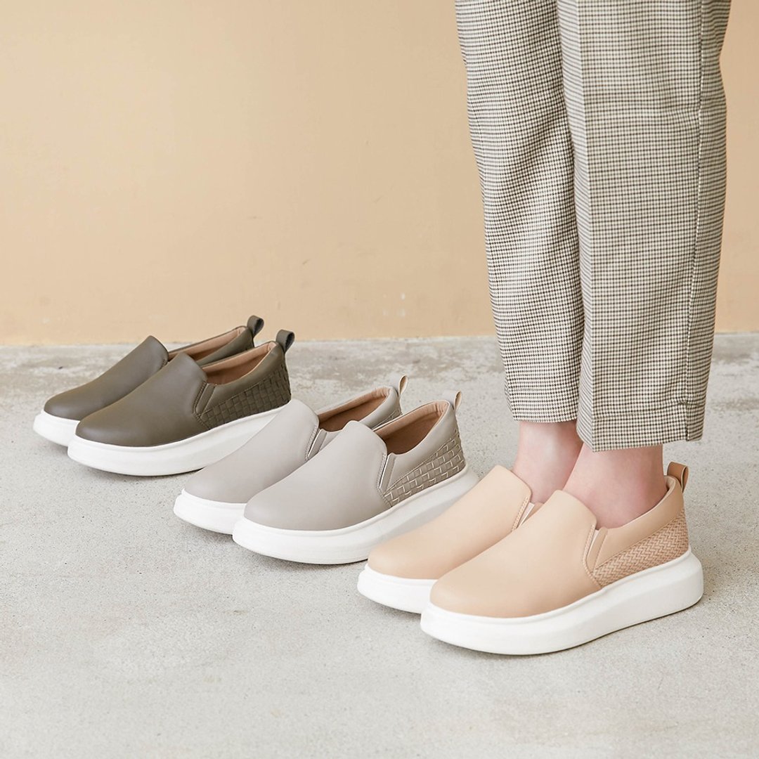 +5cm轻量厚底雾面编织休闲鞋Casual Shoes - 女款休闲鞋 - 其他人造纤维 多色