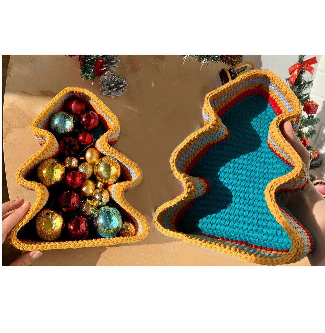 編織說明書電子檔 Christmas tree shaped basket Crochet storage box Pattern Tutorial PDF - 手工艺教程/工具书 - 其他材质 