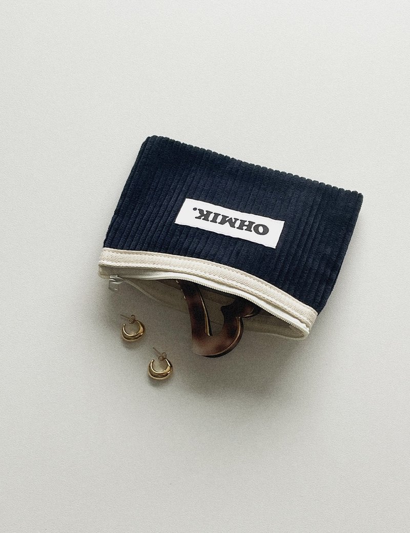 零钱包 001 深海蓝 (灯芯绒) - 其他 - 棉．麻 蓝色