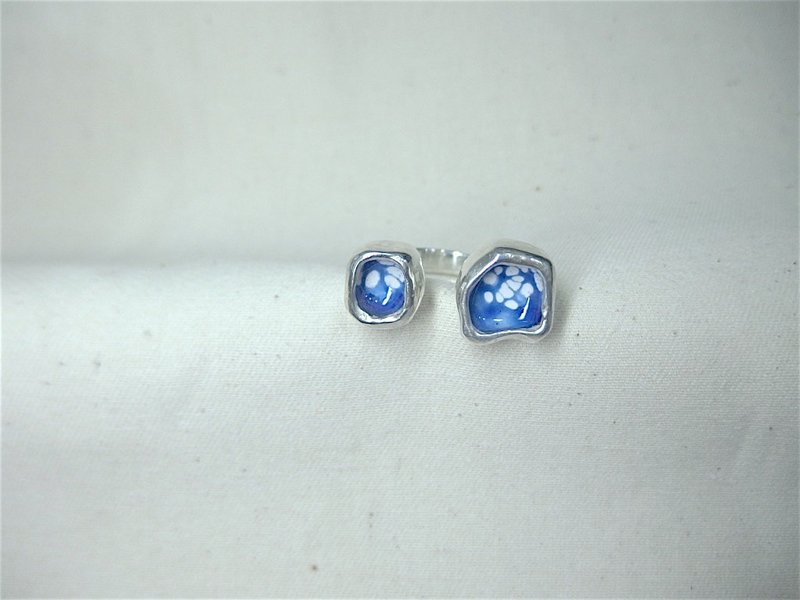 手作设计 珐琅 景泰蓝 雪花 海浪 纯银戒指 独一无二 - 戒指 - 纯银 银色