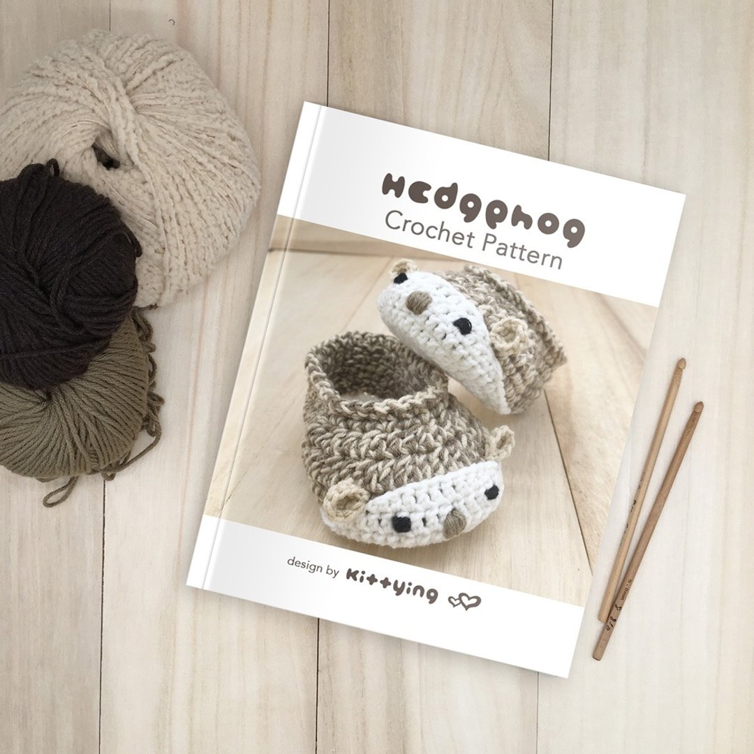 Hedgehog Baby Shoes Crochet Pattern (excl materials) 刺猬嬰兒鞋 鉤針編織圖案說明書  (不含線材及工具) - 编织/刺绣/羊毛毡/裁缝 - 其他材质 咖啡色