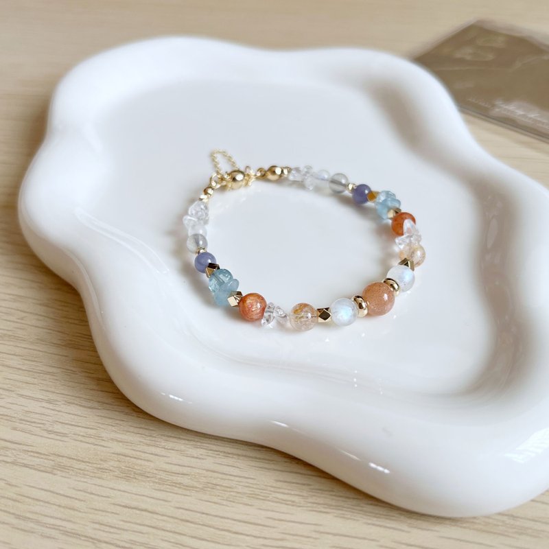 |专属订制区|太阳石手链+拉长石项链 组合 - 手链/手环 - 水晶 金色