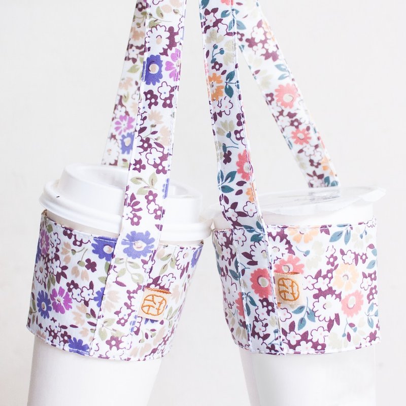 完售 | 花见一杯袋.仲夏夜之梦花布.手工制作.清新紫罗兰色调 - 随行杯提袋/水壶袋 - 其他人造纤维 紫色