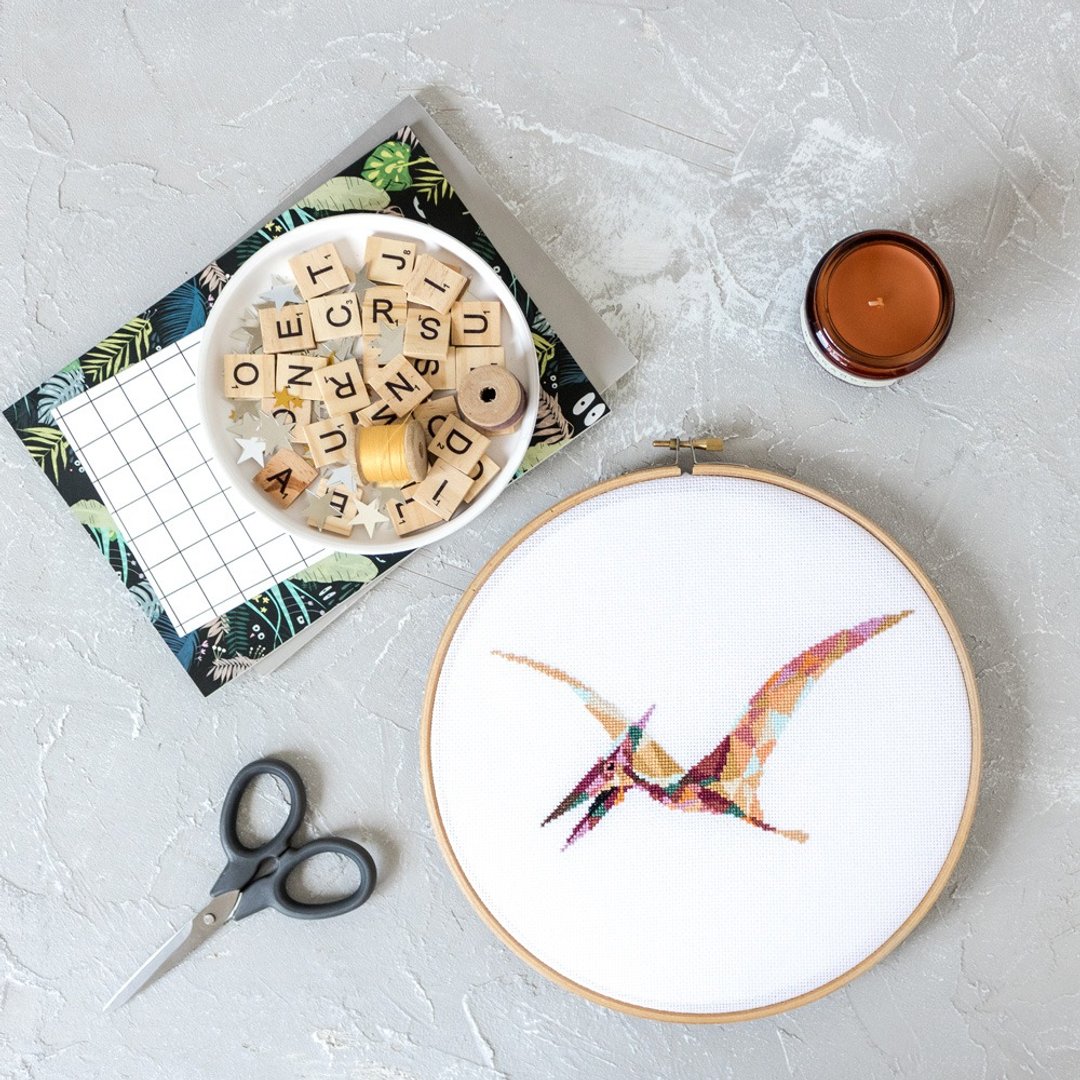 Pterodactylus Dinosaur Cross Stitch PDF Pattern 十字繡 - 编织/刺绣/羊毛毡/裁缝 - 其他材质 