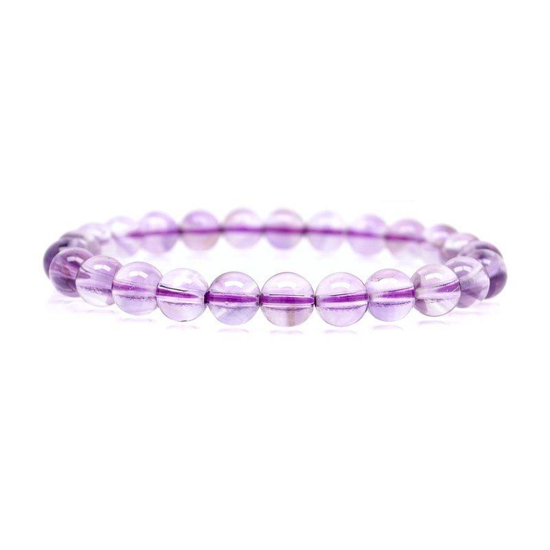 【正佳珠宝】紫水晶 冰种紫水晶 7mm 紫水晶手珠 日本弹力绳 - 手链/手环 - 水晶 紫色