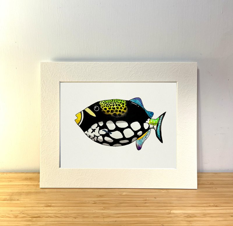 海洋插画 A5 艺术印刷画 - 花斑拟鳞豚款 - 海报/装饰画/版画 - 纸 
