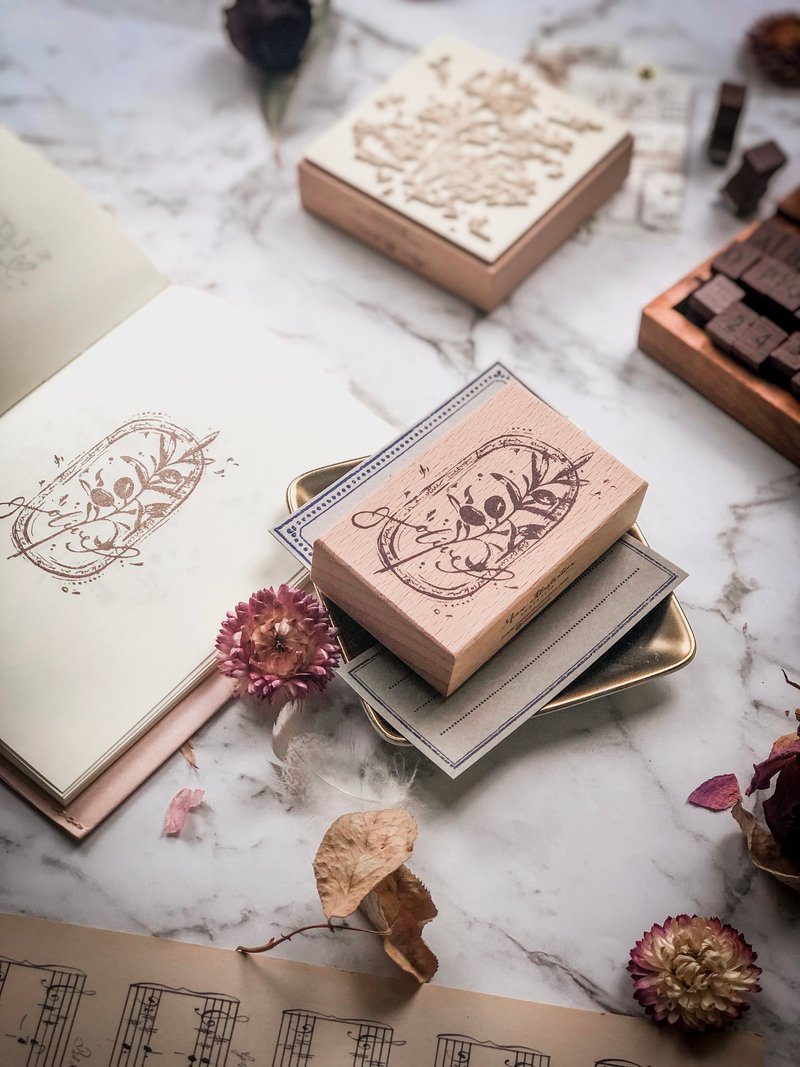 花草印章系列-橄榄绿 - 印章/印台 - 木头 咖啡色