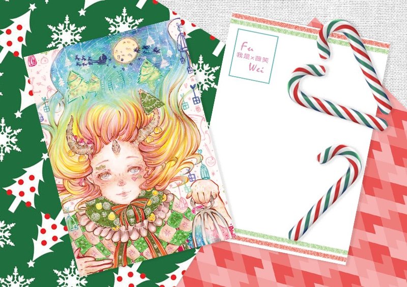 圣诞明信片 - 卡片/明信片 - 纸 粉红色