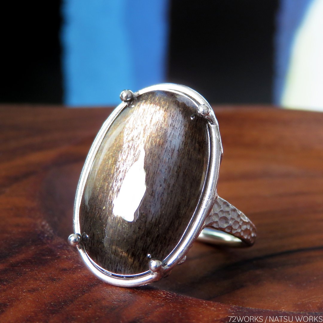 Black Sunstone Ring - 戒指 - 宝石 黑色