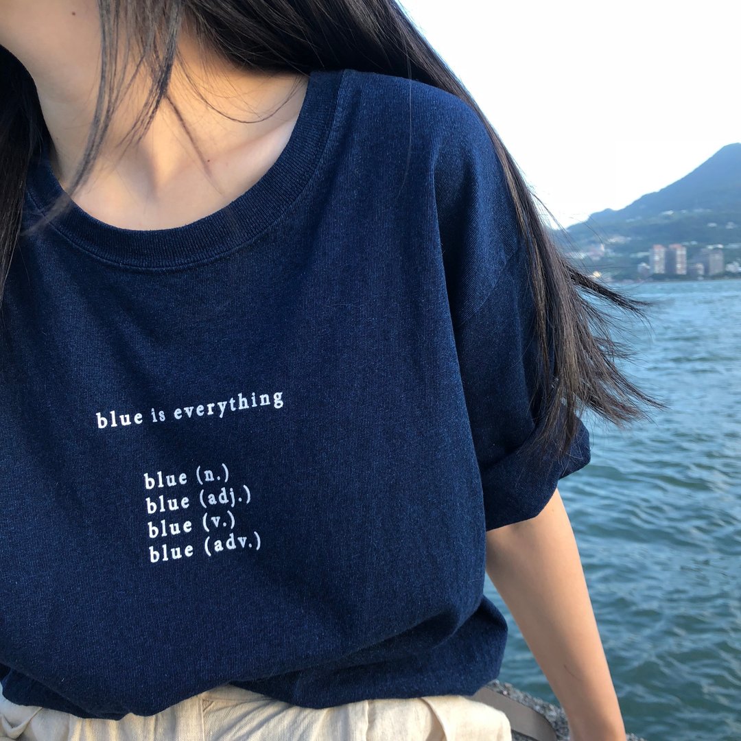 blue蓝/t-shirt 上衣 - 女装 T 恤 - 棉 蓝色