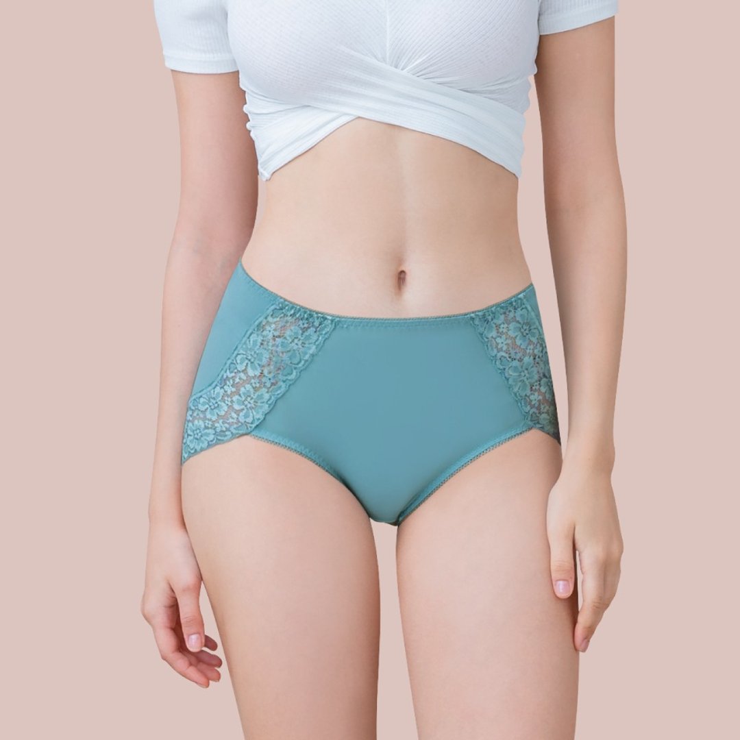 Clany可兰霓 抑菌竹炭凉感蕾丝高腰 L-Q/2XL内裤 古典绿 2215-85 - 女士内衣裤 - 其他材质 绿色