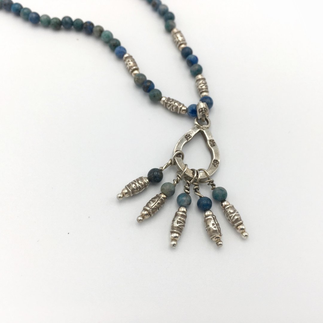 Necklace Turquoise, Genuine Silver, Karen Hill Tribe Silver Pendant, Boho style - 项链 - 纯银 蓝色