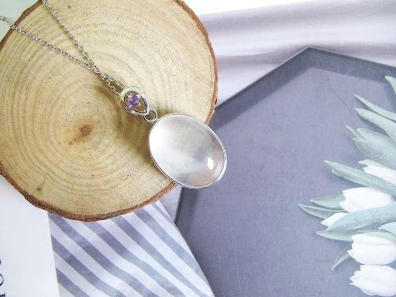 白幽灵 925纯银【白色漂浮】【原件寄出】事业财富 - 项链 - 水晶 白色