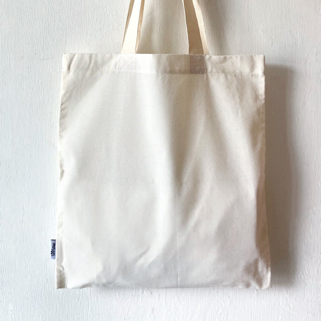 (米白色) 超轻绵布袋, 全人手制Tote bag - 编织/刺绣/羊毛毡/裁缝 - 棉 卡其色