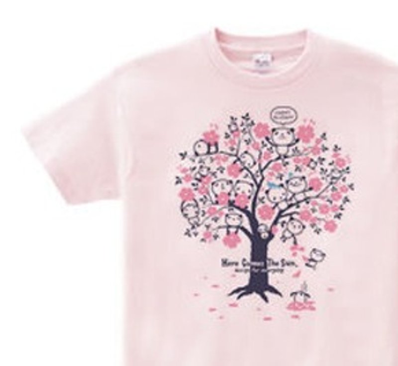 Cherry Blossom Panda WS ~ WM • S ~ XL T-shirt order product] - 中性连帽卫衣/T 恤 - 棉．麻 粉红色