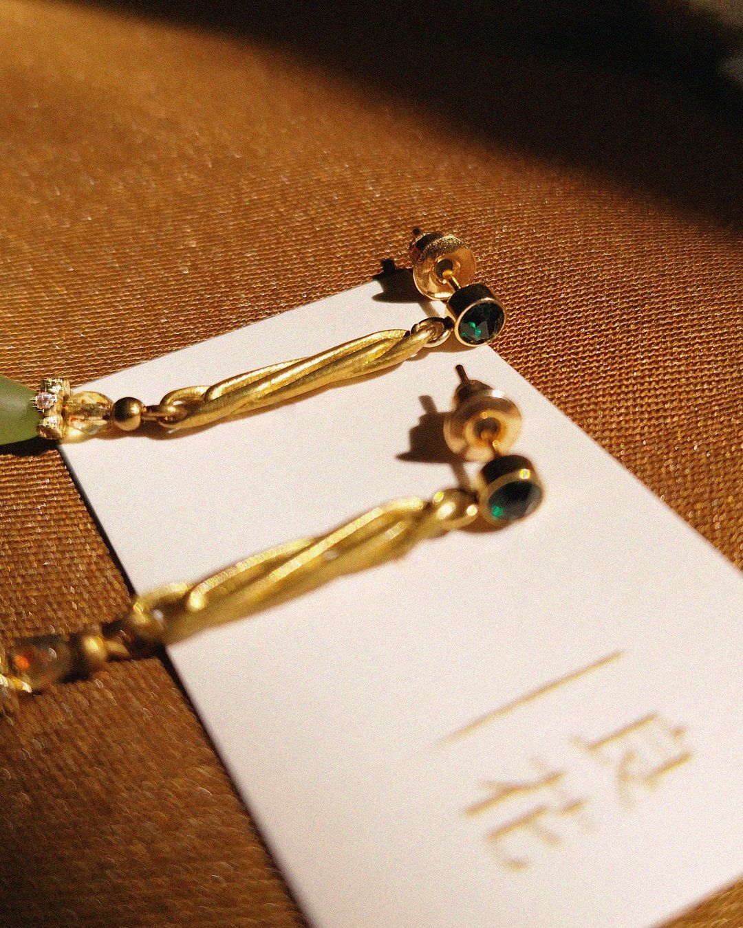 【限定】浅绿水滴珠长耳环  -  绿锆 - 耳环/耳夹 - 铜/黄铜 多色