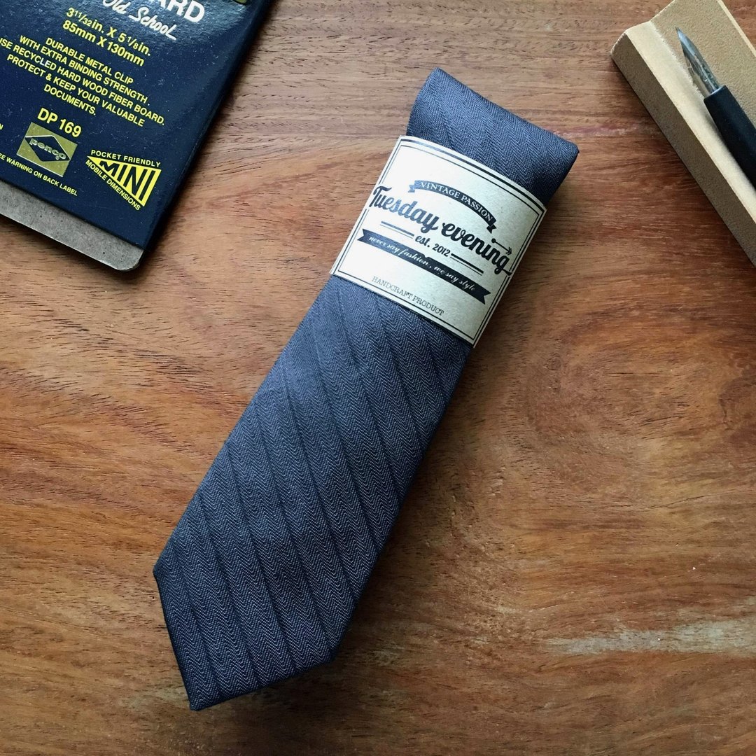 Necktie Black ST II - 领带/领带夹 - 棉．麻 黑色