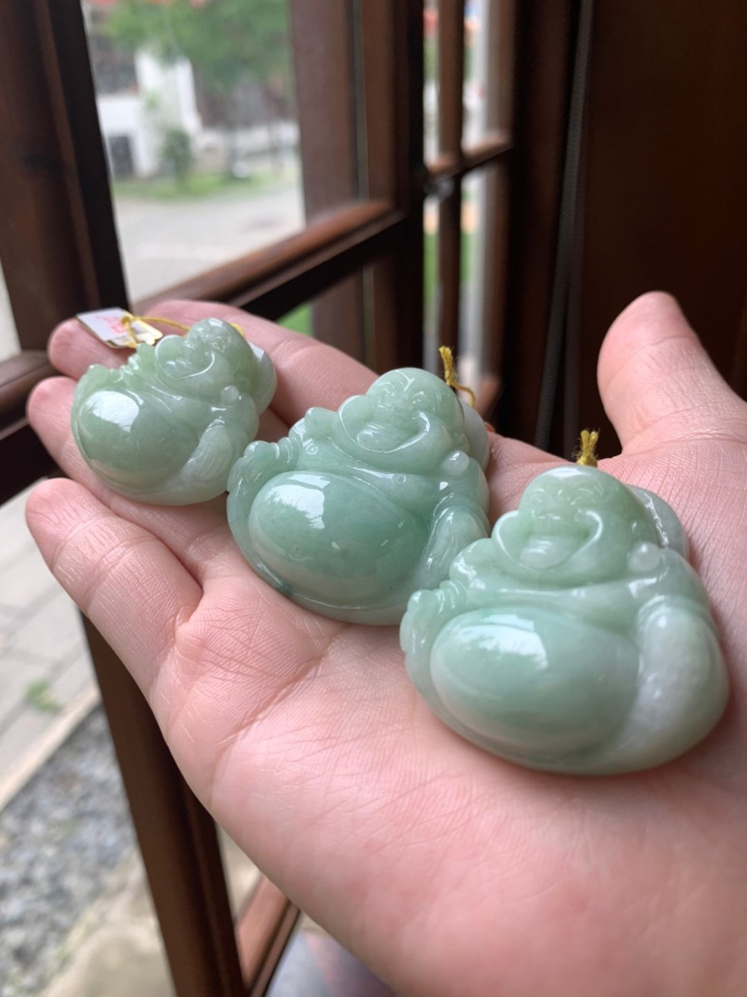 I 能容 I 细糯种芙蓉绿翡翠大弥勒坠 缅甸玉A货 - 项链 - 玉石 绿色