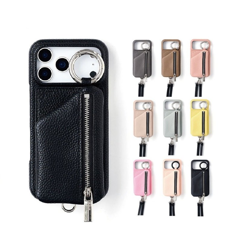 ajew cadenas 经典款拉链口袋手机壳(含背带) - 手机壳/手机套 - 人造皮革 黑色