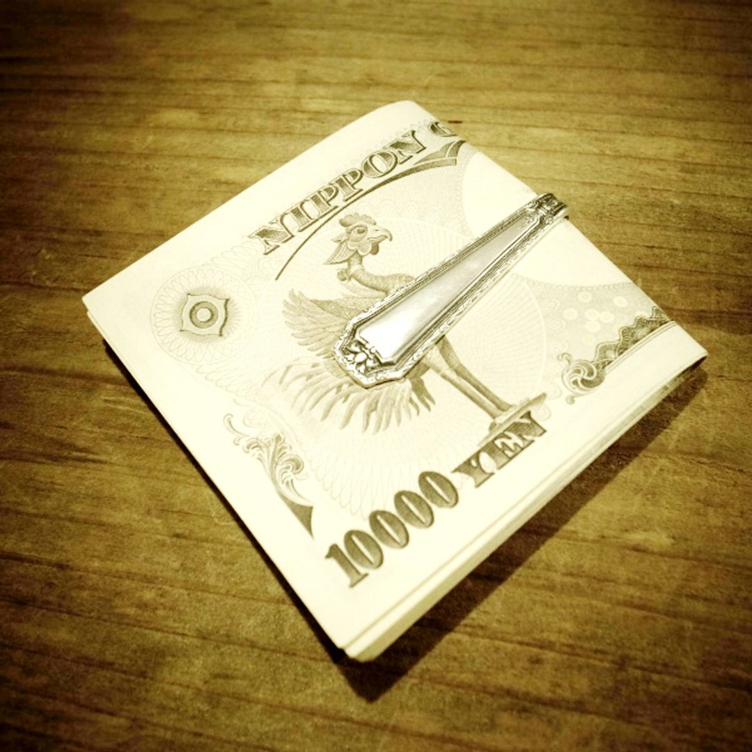 Grab the money. Antique Silver Spoon Remake Money Clip_0648 Adult Men's Popular Item - 皮夹/钱包 - 纯银 银色