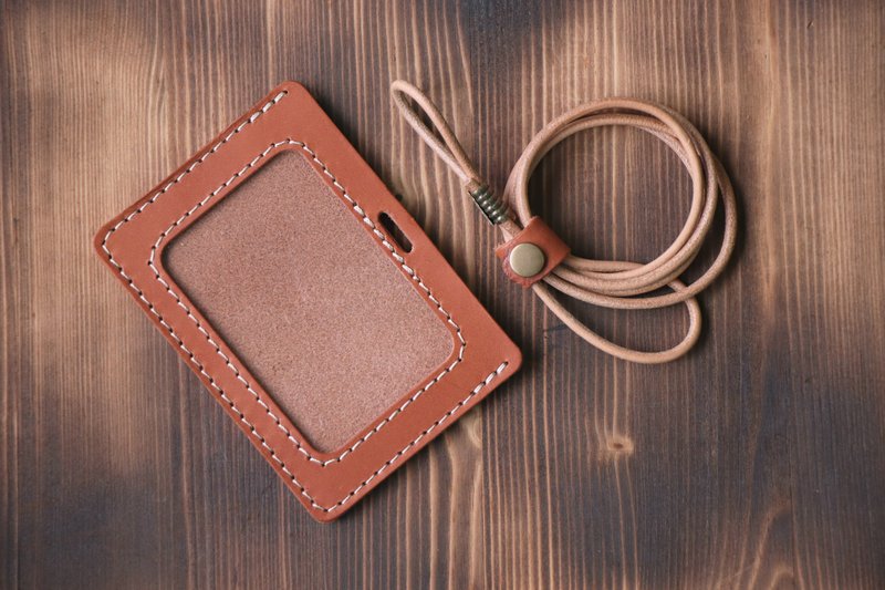 【已整合至新商品页】牛奶糖棕横式|双层植鞣革识别证套| - 证件套/卡套 - 真皮 咖啡色