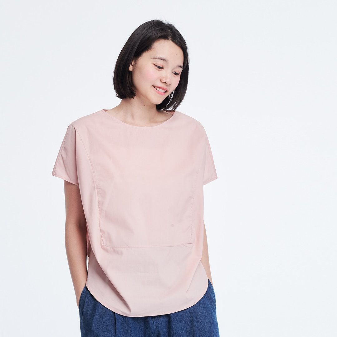 Debbie 方型拼接上衣/櫻粉 - 女装上衣 - 棉 粉红色