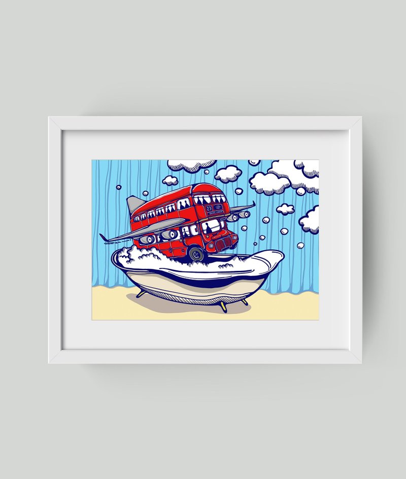 Bathing of a London Bus - 高品质画作印刷 - 卡片/明信片 - 纸 