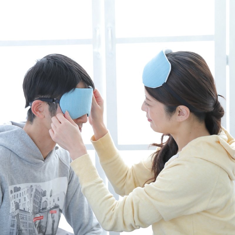 日本眼罩 Denim light blue  |有附收纳袋|免费礼品包装 - 眼罩 - 棉．麻 蓝色