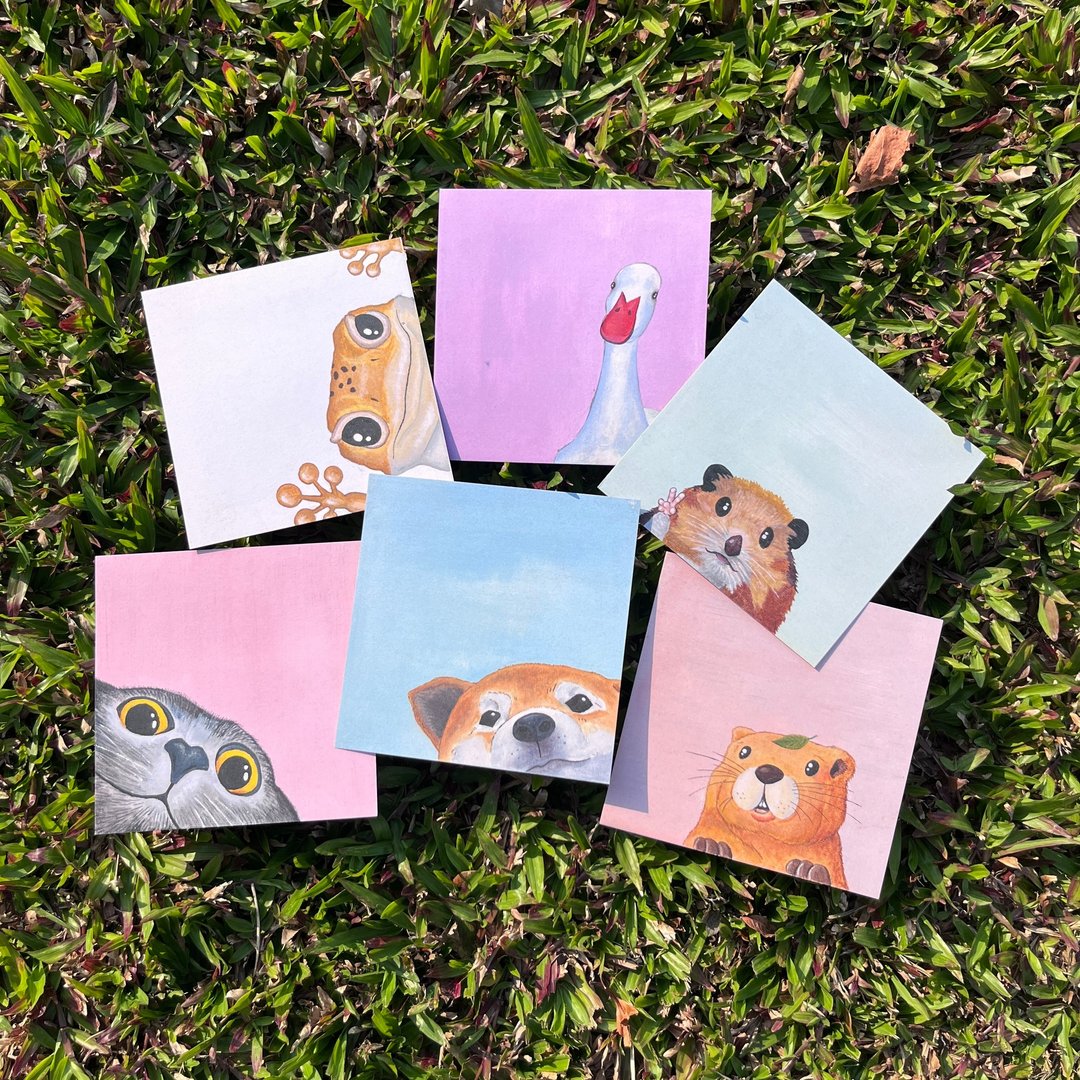 萌宠躲猫猫系列 - 方形明信片 - 六款 postcards - 卡片/明信片 - 纸 