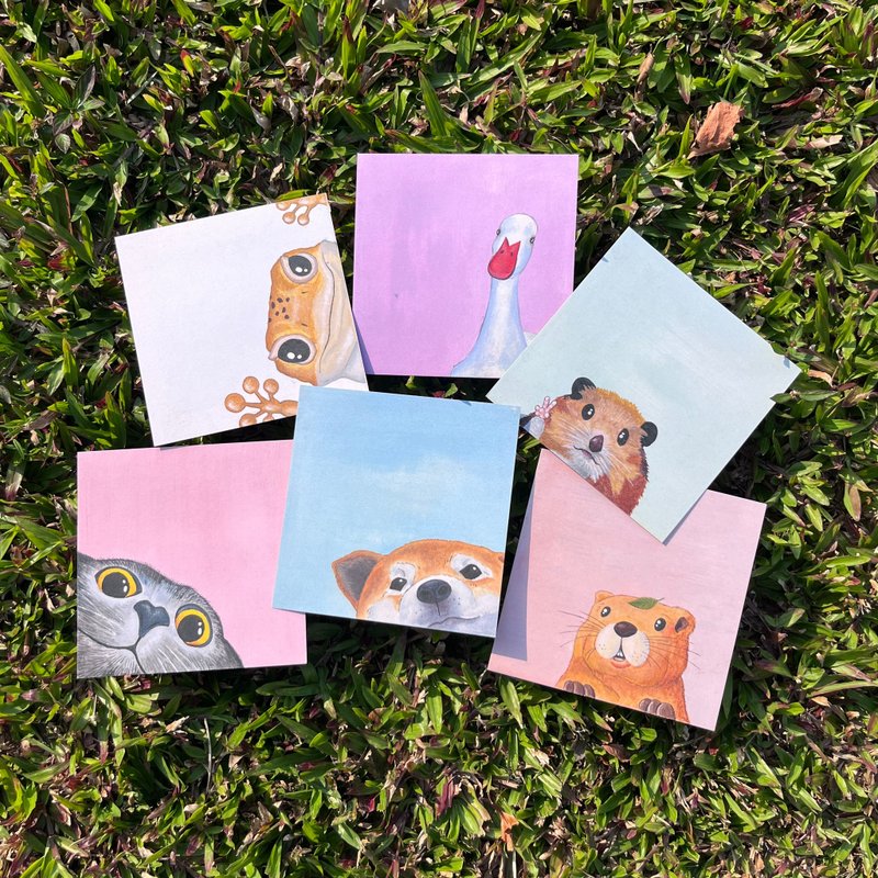 萌宠躲猫猫系列 - 方形明信片 - 六款 postcards - 卡片/明信片 - 纸 