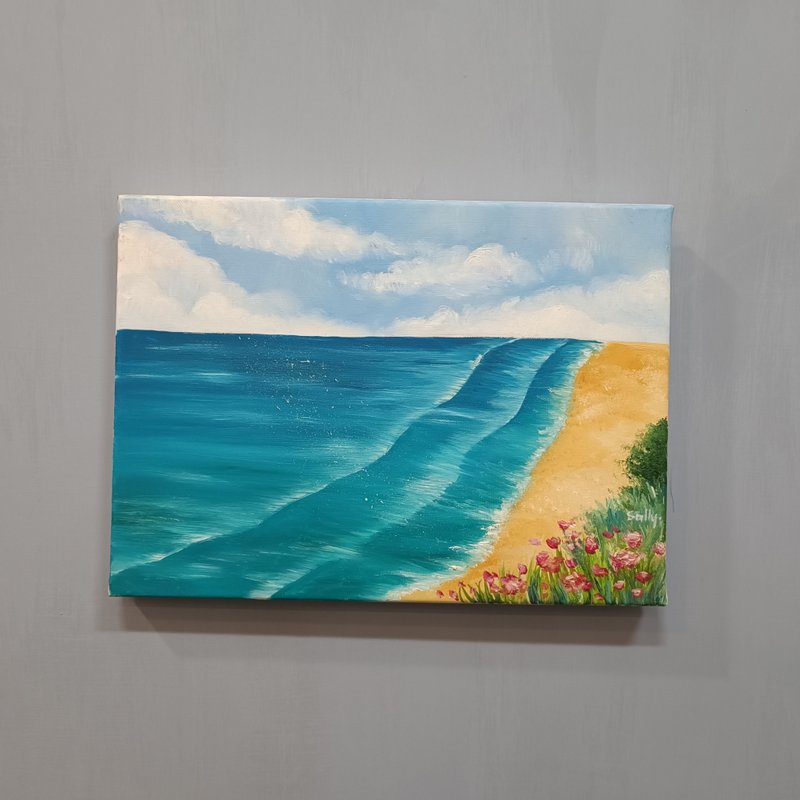 晴日海边-油画作品 展示品 教案样本 换季出清 海洋油画 - 海报/装饰画/版画 - 颜料 