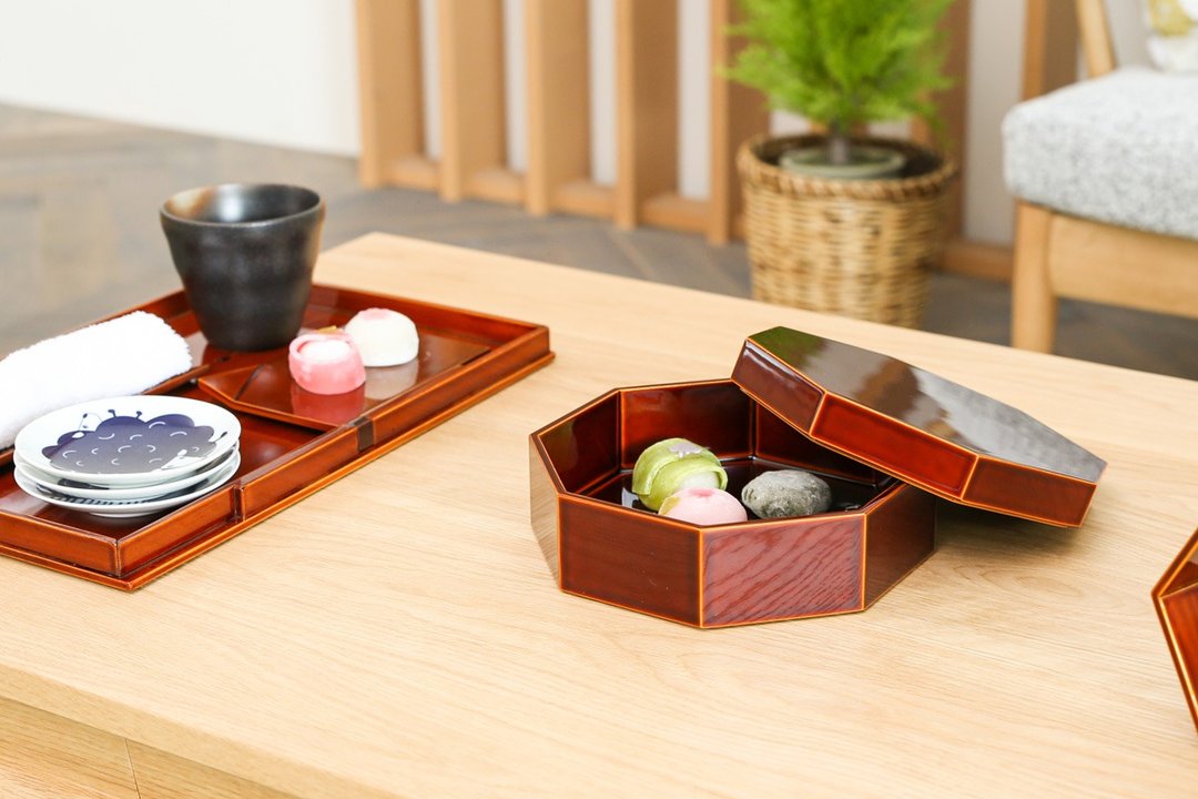 飞驒春庆 元田漆器 末广点心盒 - 盘子/餐盘/盘架 - 木头 咖啡色