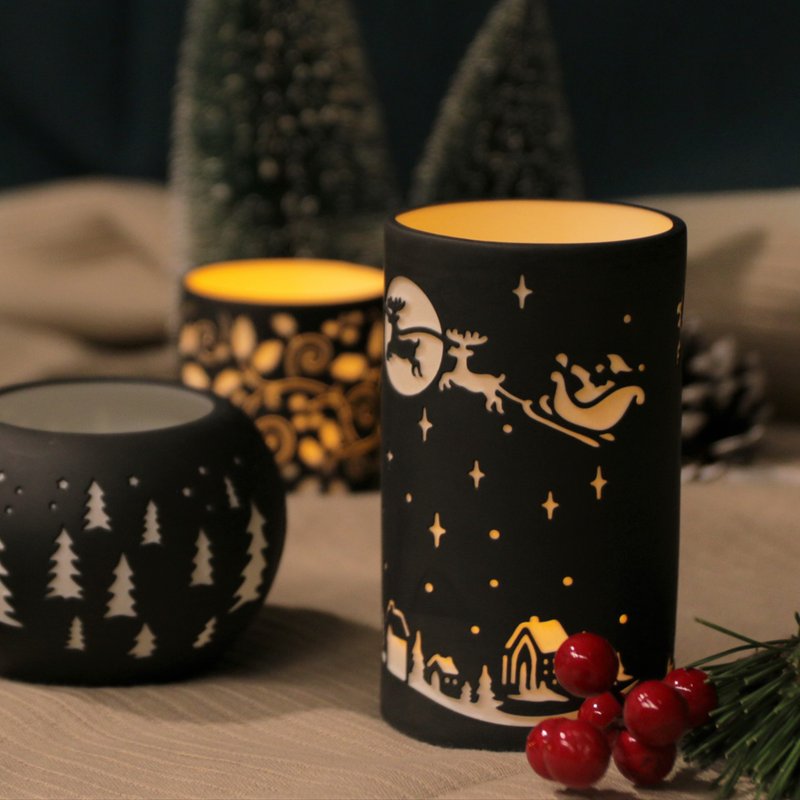 安森-镂雕陶瓷夜灯(高) - 灯具/灯饰 - 瓷 黑色