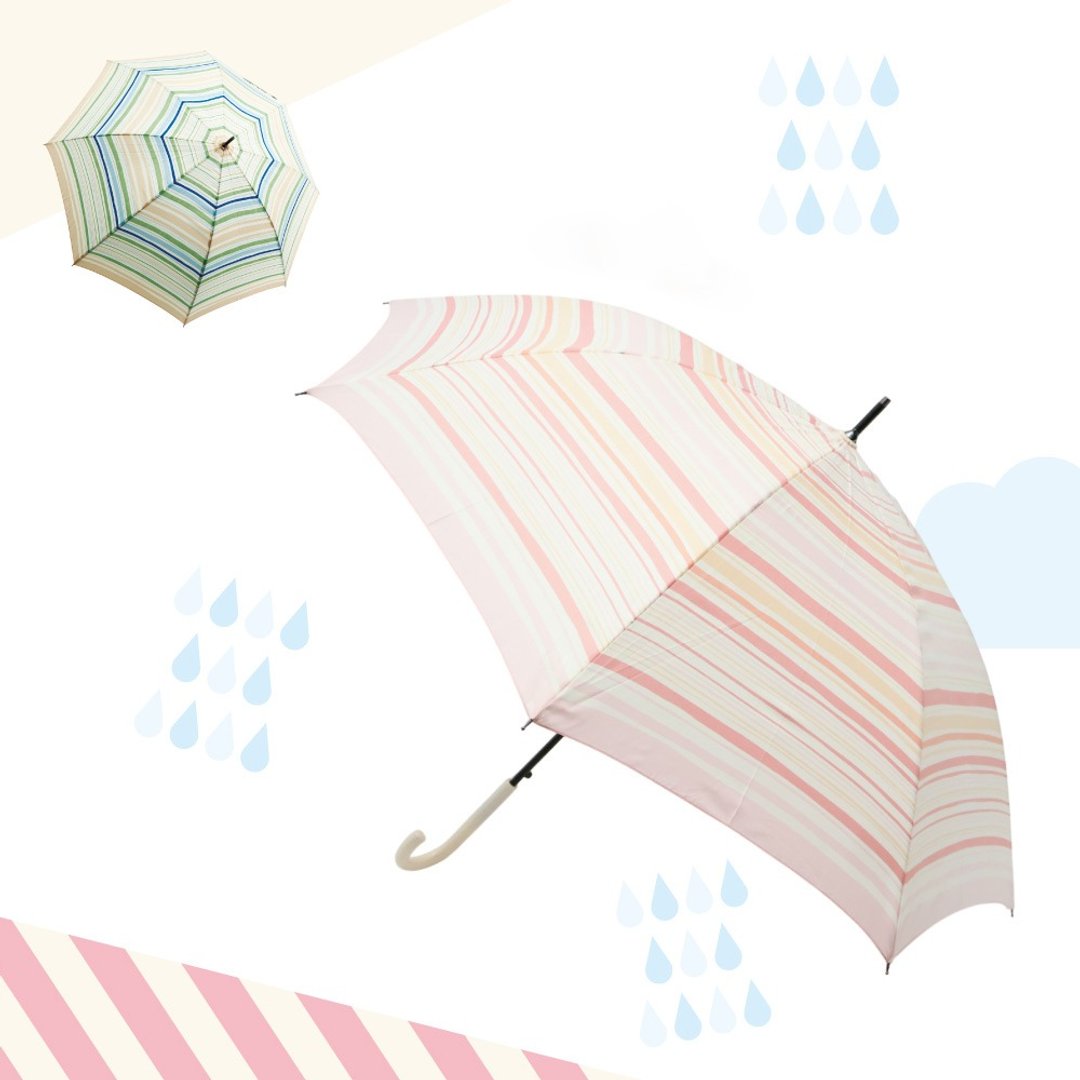 日本同步发行【日系花布轻盈直伞】长直伞 日系伞 长伞 雨伞 - 雨伞/雨衣 - 其他金属 多色