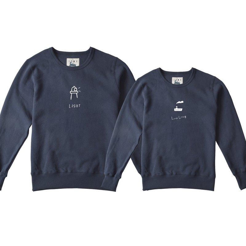 skov 灯塔  秋冬新款 圆领加绒卫衣 纯棉情侣装休闲文艺 - 其他 - 棉．麻 蓝色