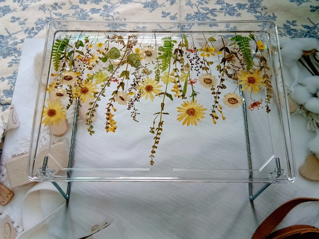 手作押花多功能折叠桌 | 透明折叠小桌| 透明折叠桌 - 收纳用品 - 其他金属 多色