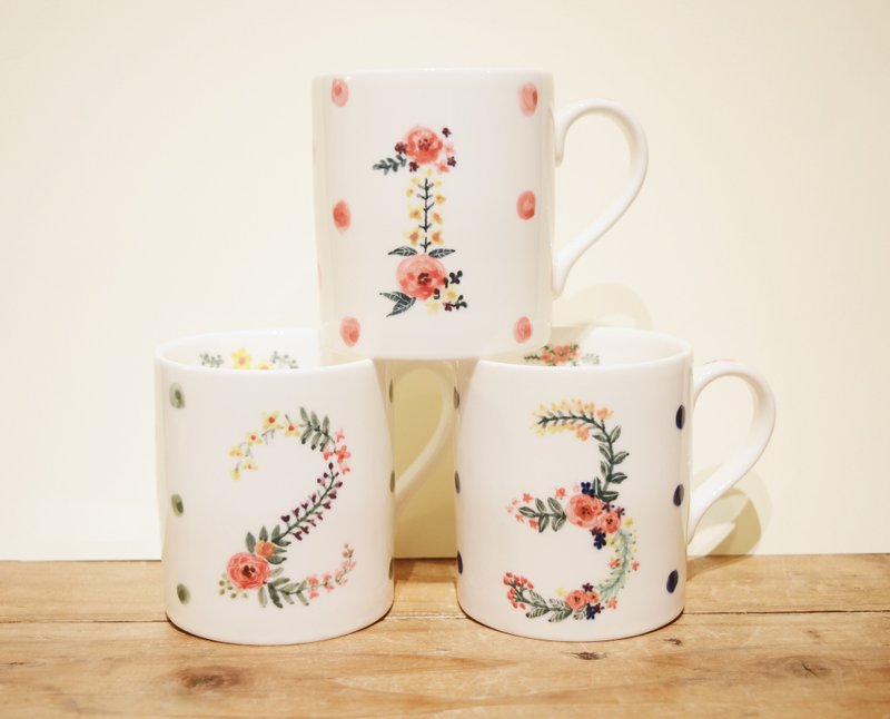 手绘小马克杯-幸运数字-订制专属数字 - 咖啡杯/马克杯 - 瓷 多色