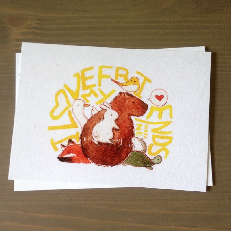 Shine原创可爱水豚和朋友们插画明信片 - 卡片/明信片 - 纸 